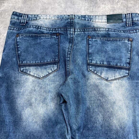 Kaalu Euro for the People Jeans Mens 50/32 Blue Crease Stonewash Straight Leg Hi - Picture 13 of 15